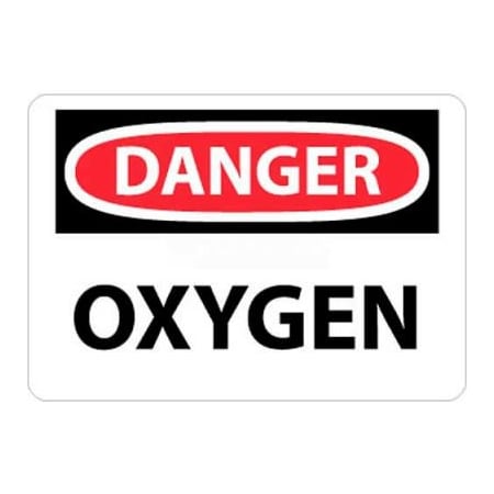 National Marker Co NMC OSHA Sign, Danger Oxygen, 7in X 10in, White/Red/Black D98R